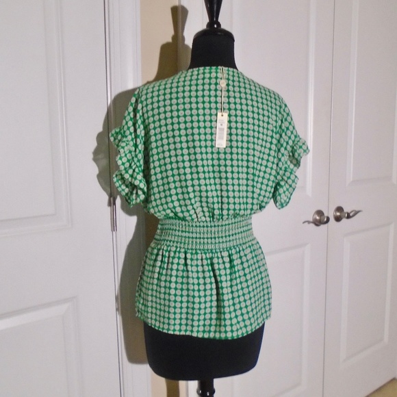 MAX STUDIO NWT Ruffle Cap Sleeve Tie Waist Blouse Top - Picture 5 of 5